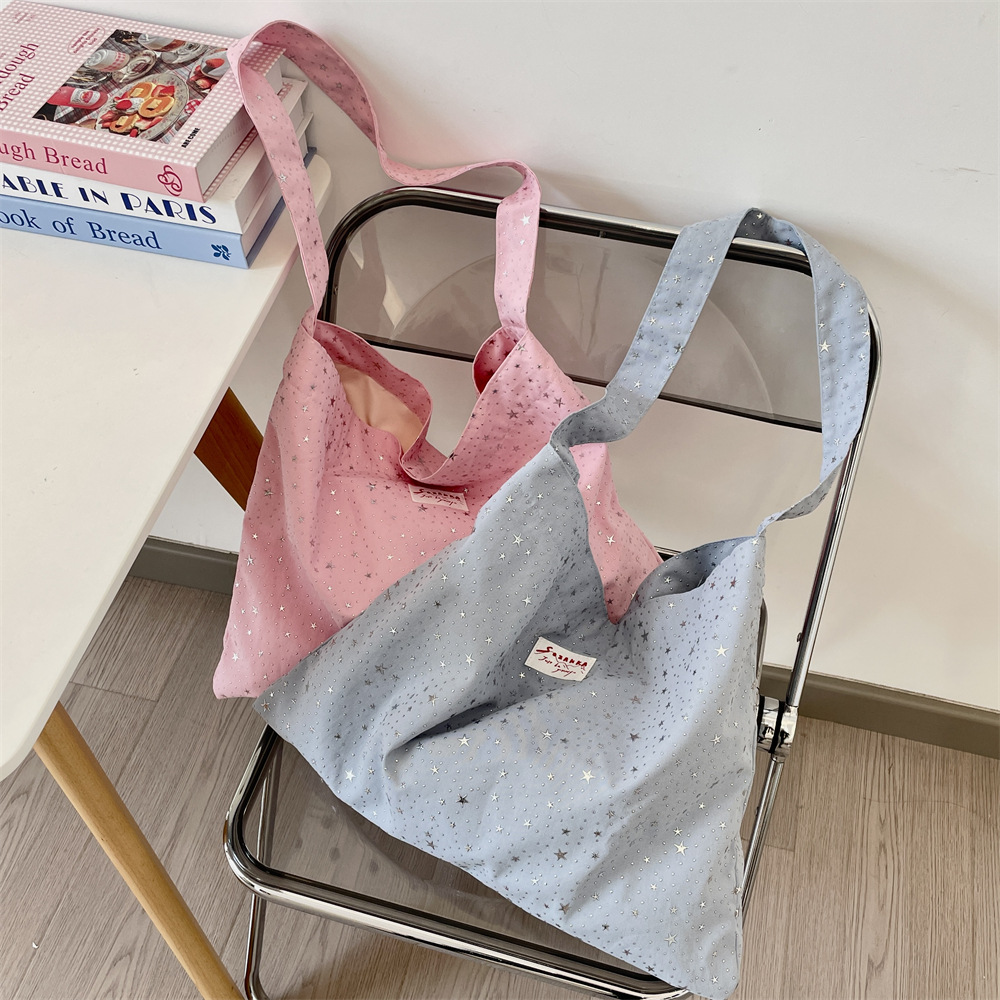 54112 Korean-style ins casual cloth bag, large-capacity diamond-encrusted little star single-shoulder crossbody cloth bag, women's single-shoulder bag full figure