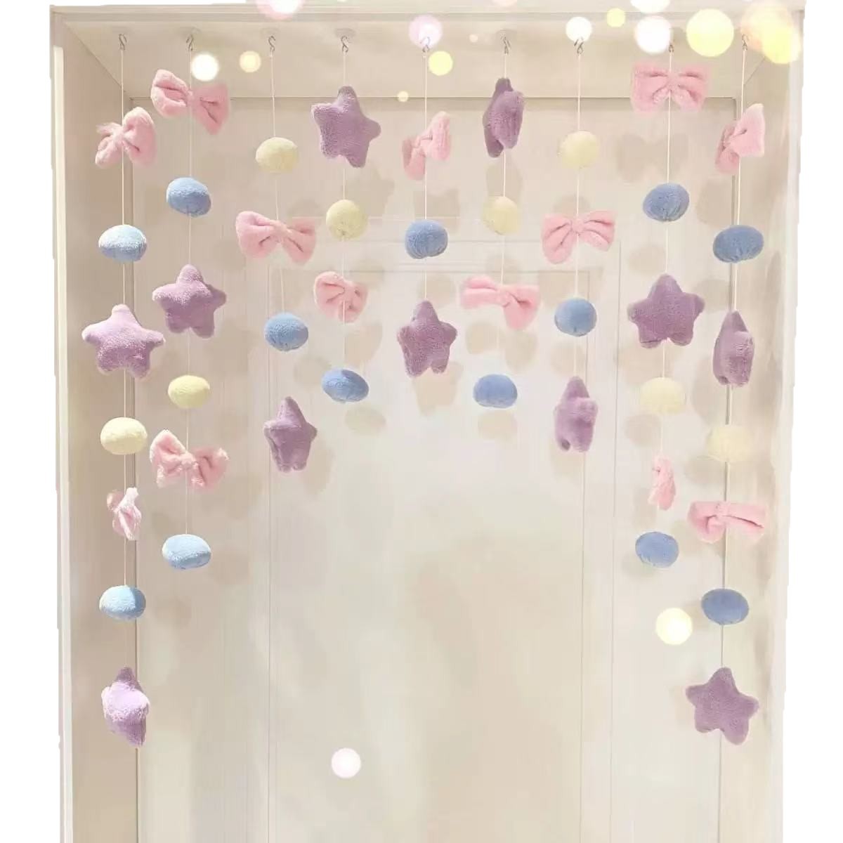 The home purple planet door curtain children's room is decorated with a high level of appearance. The wall is decorated with a curtain and there is no need to punch holes with three-dimensional door stickers Item Picture