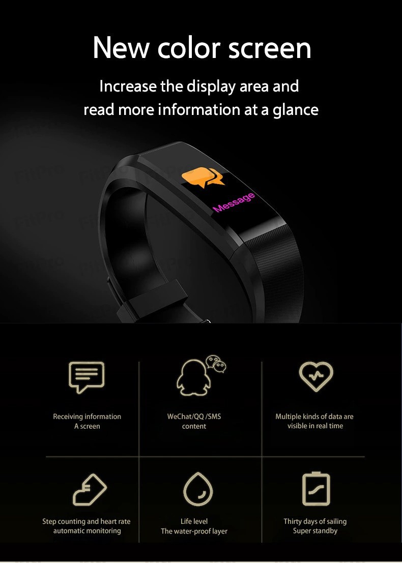 115plus Bluetooth Sports Smart Bracelet, waterproof, heart rate, blood oxygen, Adult blood pressure Electronic bracelet Monitoring, in stock Application Scenario