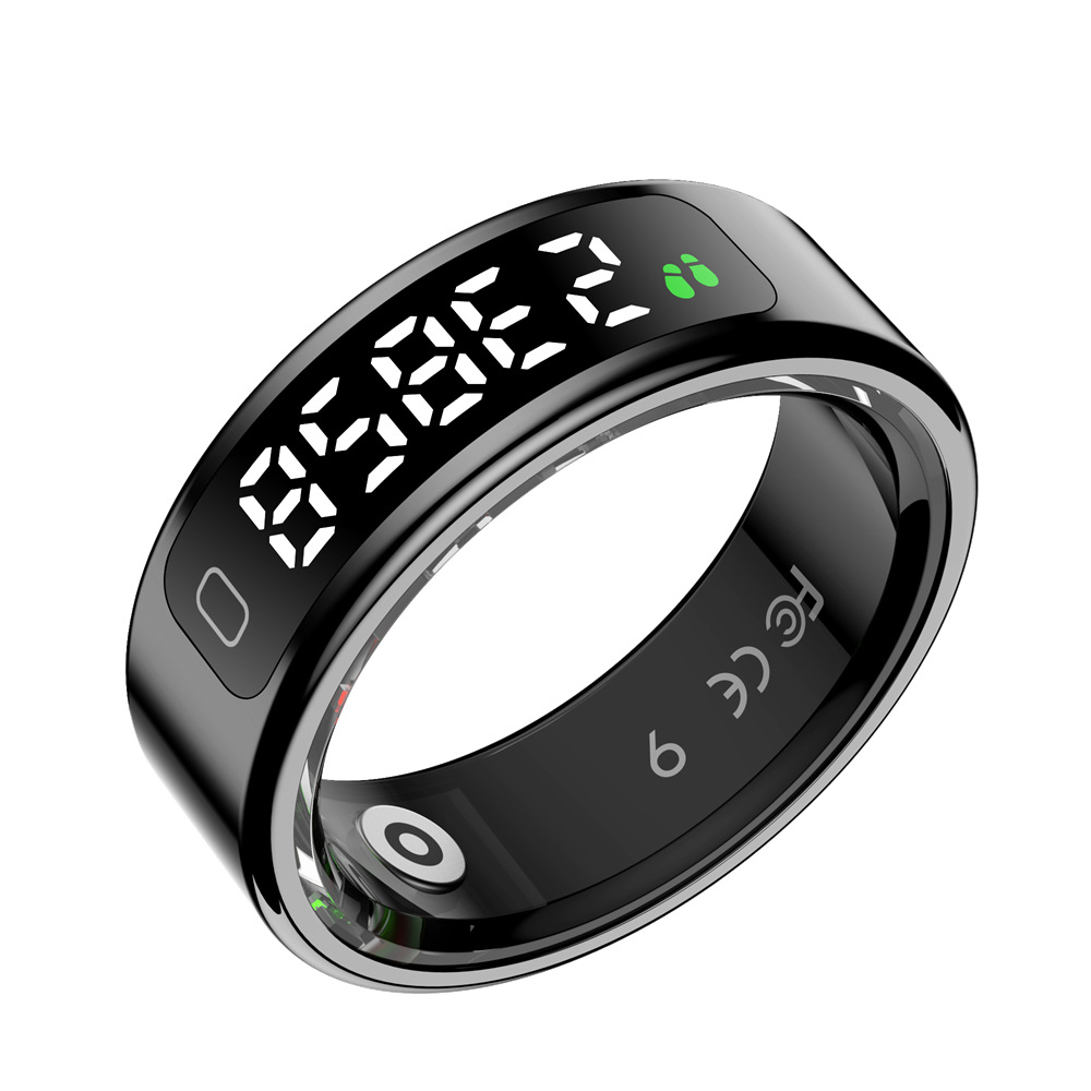 The new R11C smart ring features a display screen, gesture control for sleep, heart rate, oxygen, health, step counting, calories, and exercise Specification drawing