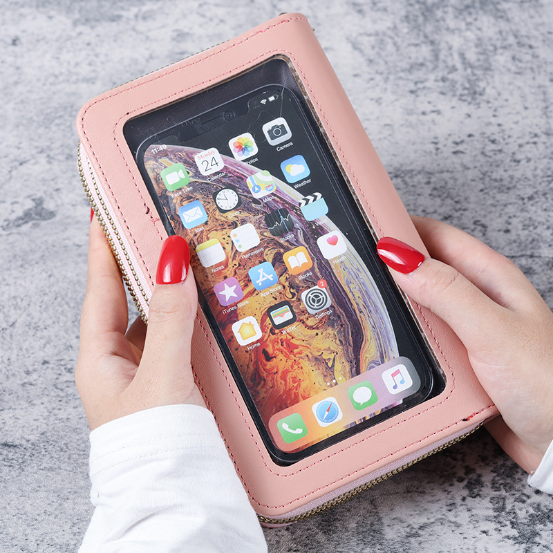 Women's long wallet 2022 new style in stock wholesale simple wrist strap clutch single zipper large capacity mobile phone case details Picture