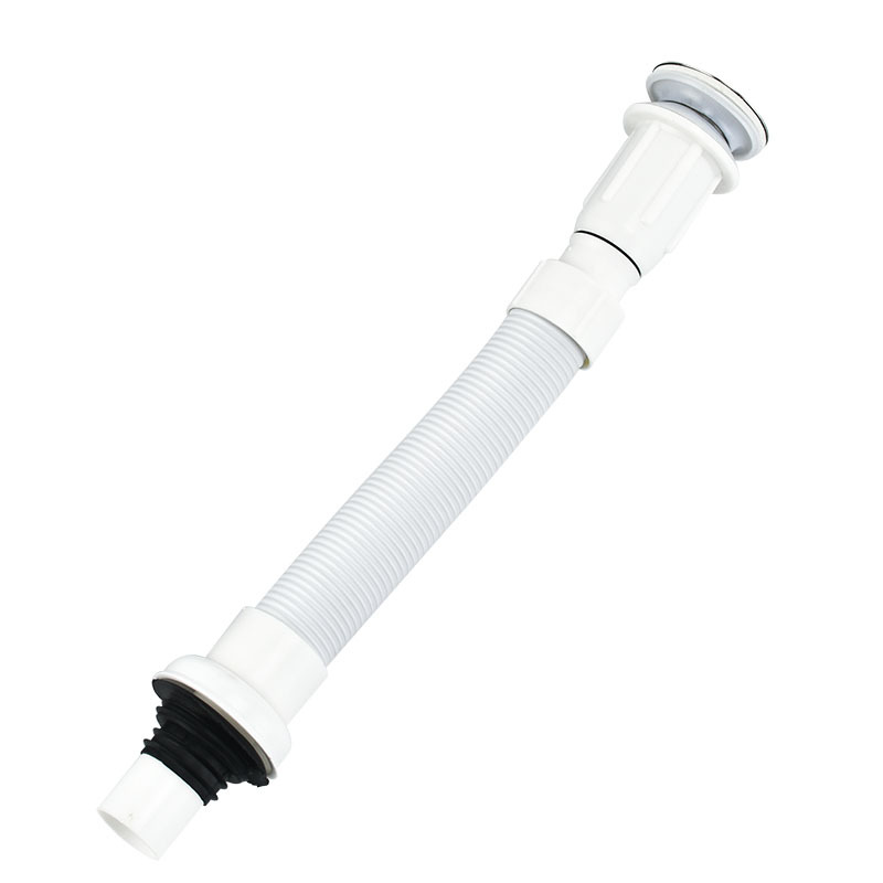 Stainless steel drainpipe, white integral thickened flap anti-odor drainpipe, washbasin, kitchen drainage pipe wholesale set Item Picture