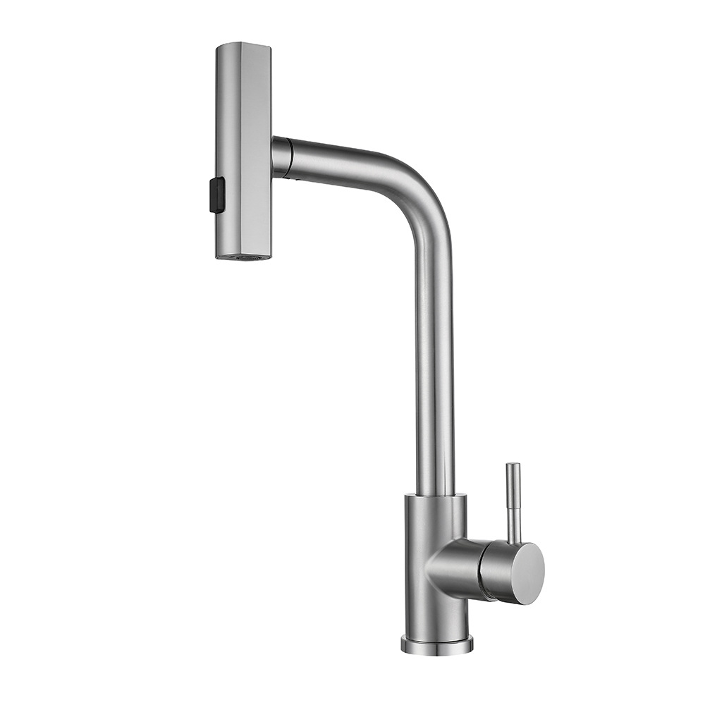 Feiyu Kitchen's pull-out faucet can be rotated in three Settings for water flow. 304 stainless steel sink, sink, and hot and cold faucet Item Picture