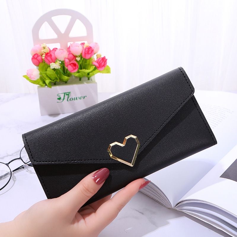 2022 New plain patterned heart-shaped wallet for women, long and multi-slot clasp mobile phone, women's long wallet Application Scenario