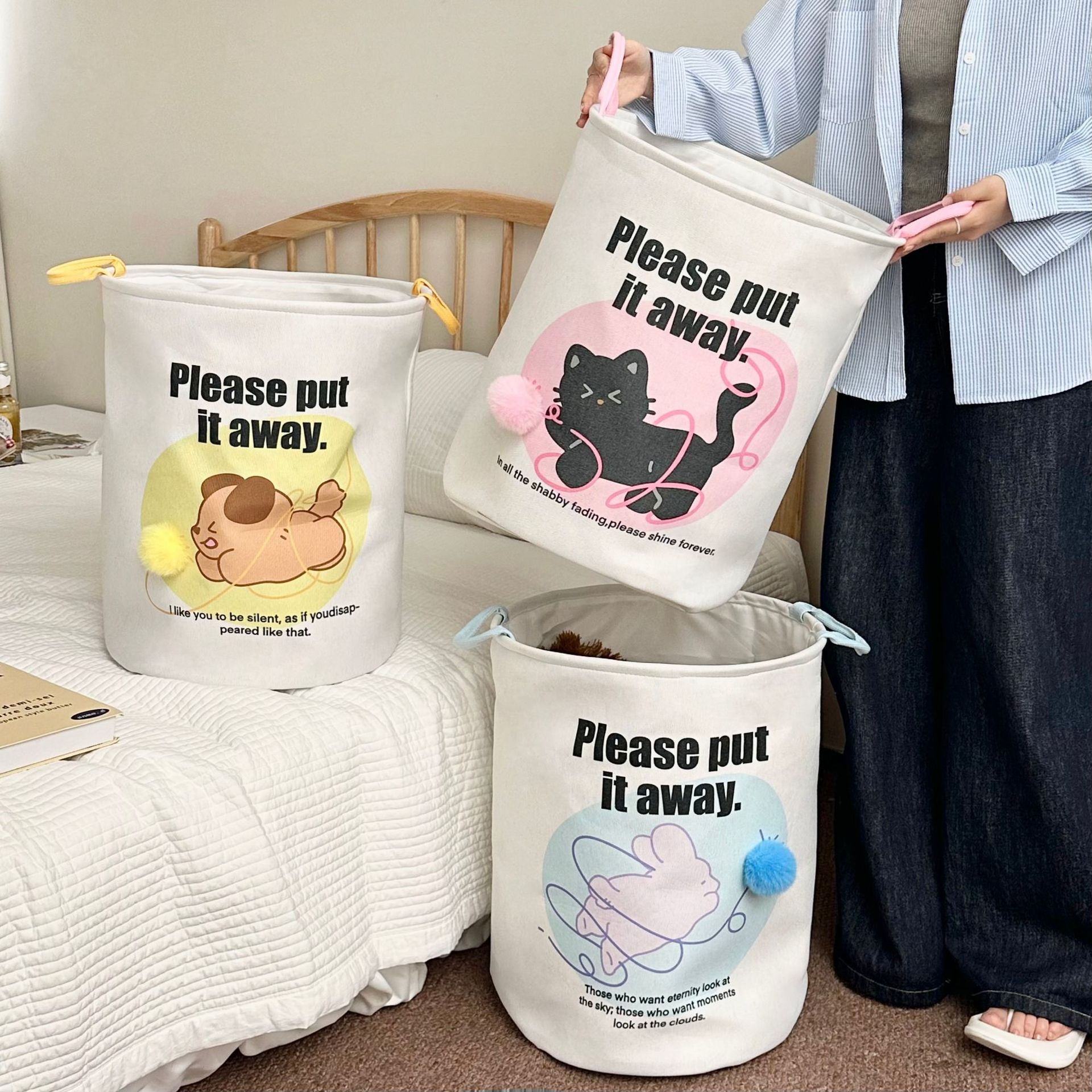 Dopamine dirty clothes basket, household dirty clothes basket, bathroom dirty clothes storage bucket, foldable portable dirty clothes basket, storage basket full figure