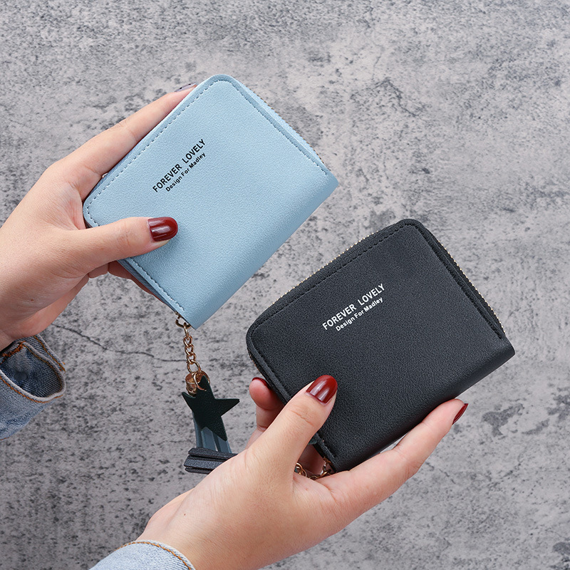 2021 Korean version mini mini wallet for women, short zipper, cute coin purse, student Su Liu, women's wallet, lightweight Specification drawing