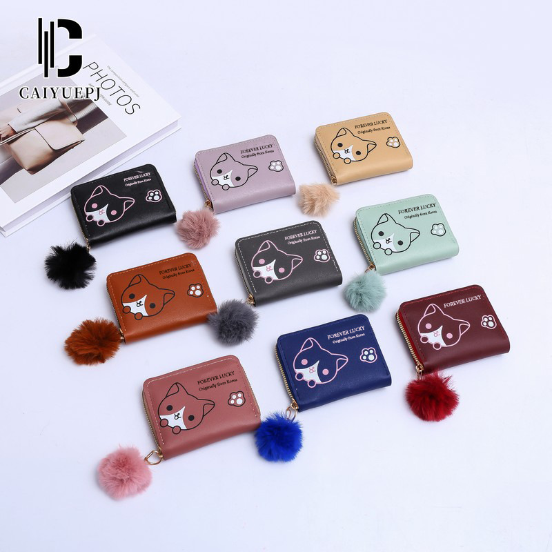 New women's wallet, short and simple card bag wallet, summer Wallet, cross-border pattern zipper coin purse wholesale Specification drawing