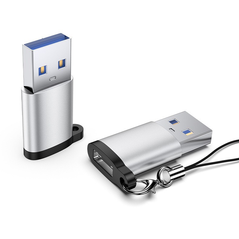 TYPE-C to USB3.0 female adapter for mobile phone charging data cable with chain, Type-C female to USB adapter Item Picture
