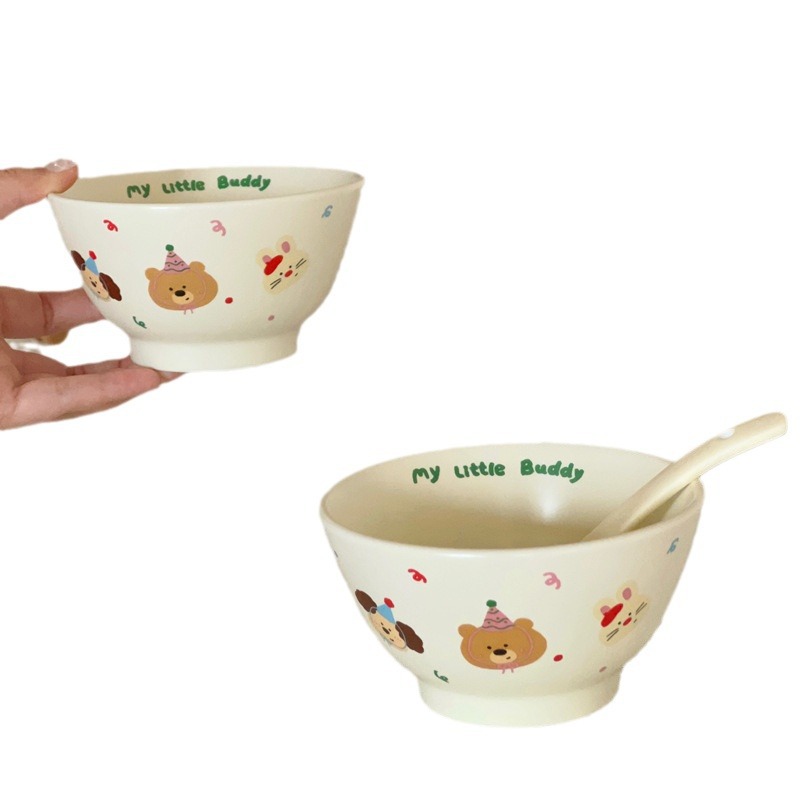 ins cute and playful ceramic bowls, retro home dessert bowls, breakfast bowls, small soup bowls, rice bowls, student tableware Item Picture