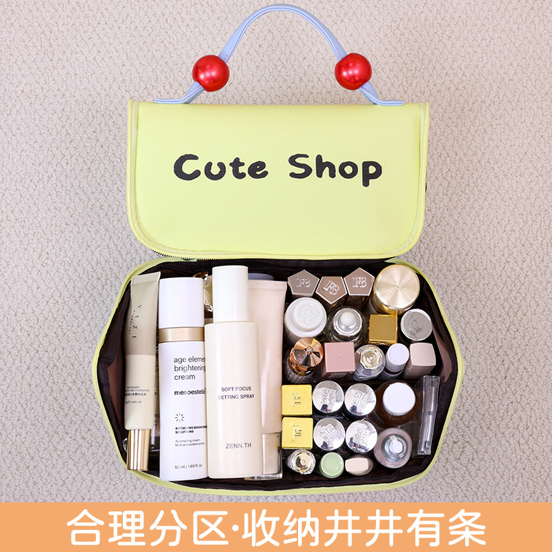 Dopamine Little House Makeup Bag, cute, portable, large-capacity hand-held cosmetics storage bag, travel toiletries bag Application Scenario