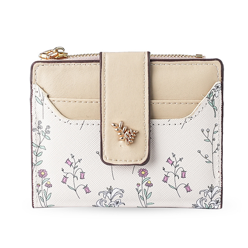 New cross-border coin purse with multiple slots, high-end women's style, spring and summer versatile pu flower and plant girl card bag wholesale Item Picture