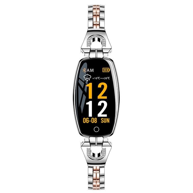 H8 Smart bracelet, waterproof high-definition color screen, weather forecast, waterproof heart rate and blood pressure, health detection, women's watch details Picture