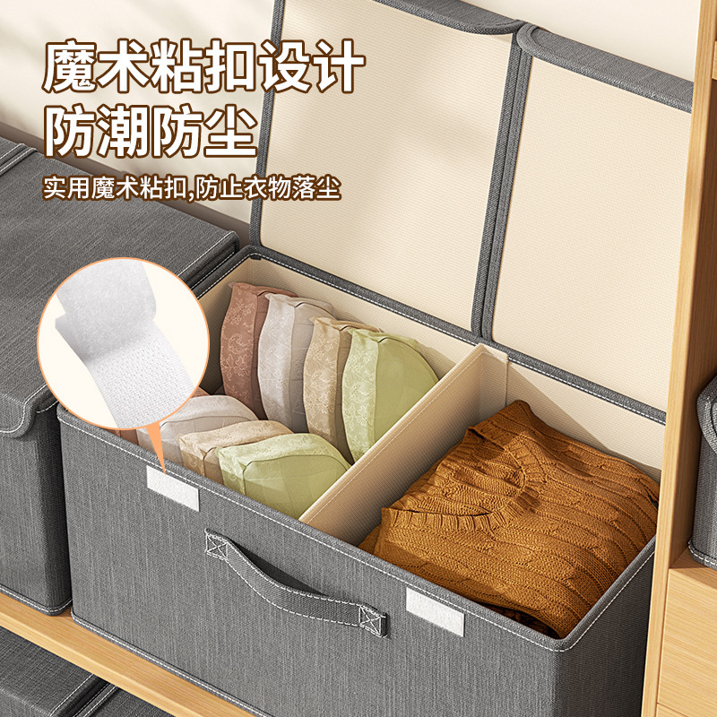 Cationic foldable household storage box, drawer-type double-cover dust-proof clothing storage box, underwear compartmentalized storage box details Picture