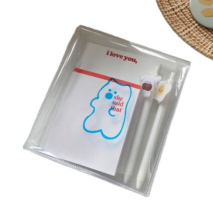 Korean InS-style transparent PVC winding bag, transparent storage bag, document and receipt bag, skin care storage and organization winding bag Item Picture