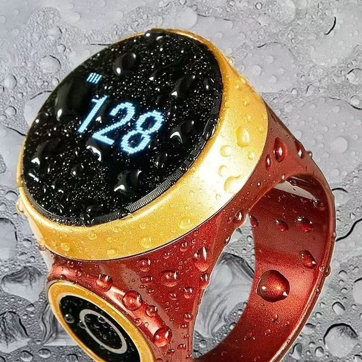 New waterproof smart ring, touch key ring counter, charging model, luminous screen digital display ring Specification drawing