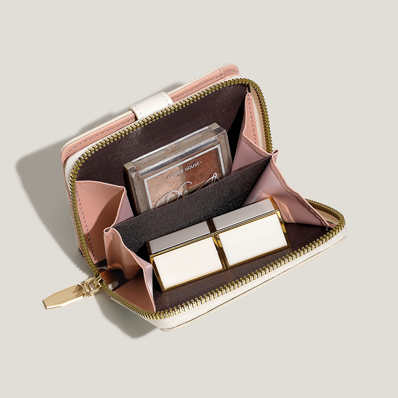 The new women's wallet features cute dinosaur print snap fasteners, short design, anti-demagnetization, multiple slots, large capacity and a high-end feel Specification drawing