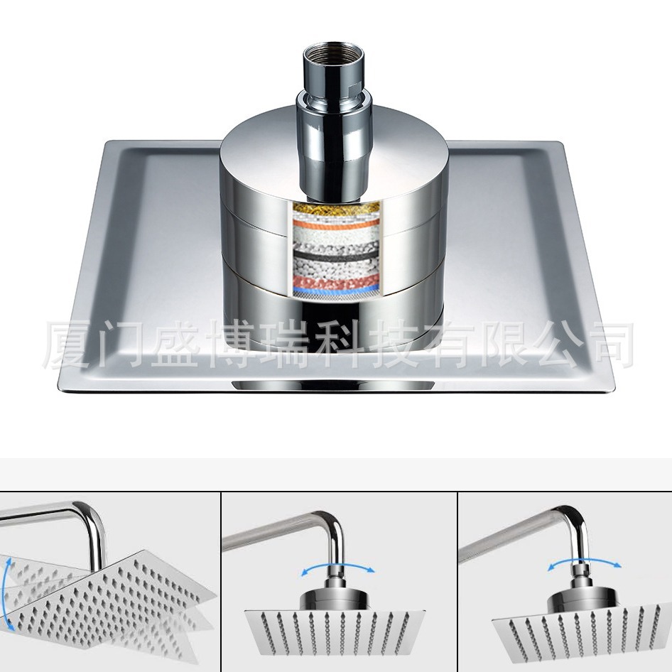Amazon bathroom stainless steel filter large top spray powerful pressurized square showerhead, shower head and shower head Specification drawing