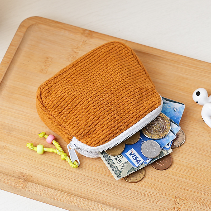 New cosmetic bag, corduroy cosmetic storage bag, ins style coin purse, sanitary napkin storage, portable lipstick small bag details Picture