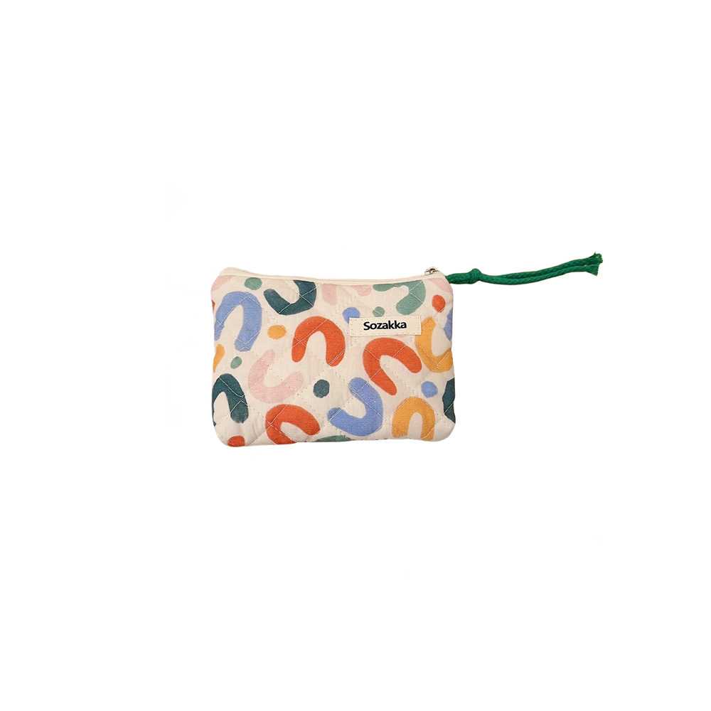 43162 Fresh and delicate floral quilted cotton-padded coin purse, cute mini portable travel port red envelope storage card bag Item Picture
