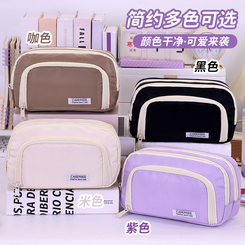 Large-capacity, simple Japanese-style pencil case, 2025 new style stationery box, girls, primary school, junior high school and senior high school pencil cases, ins full figure