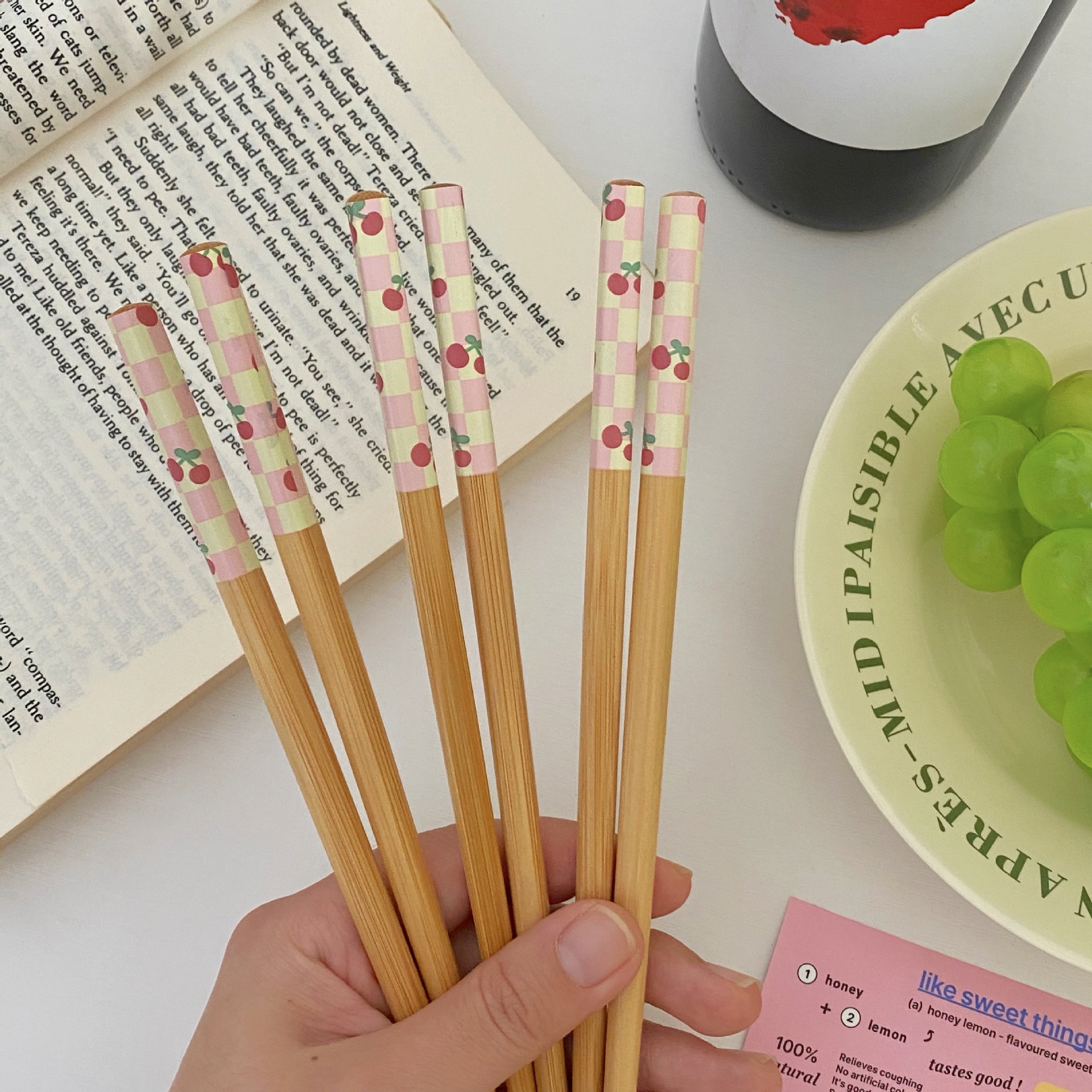New InS-style Korean sugar-needle chopsticks, single-person set for home use, anti-mold and heat-resistant bamboo chopsticks, high appearance level bamboo and wood tableware Specification drawing