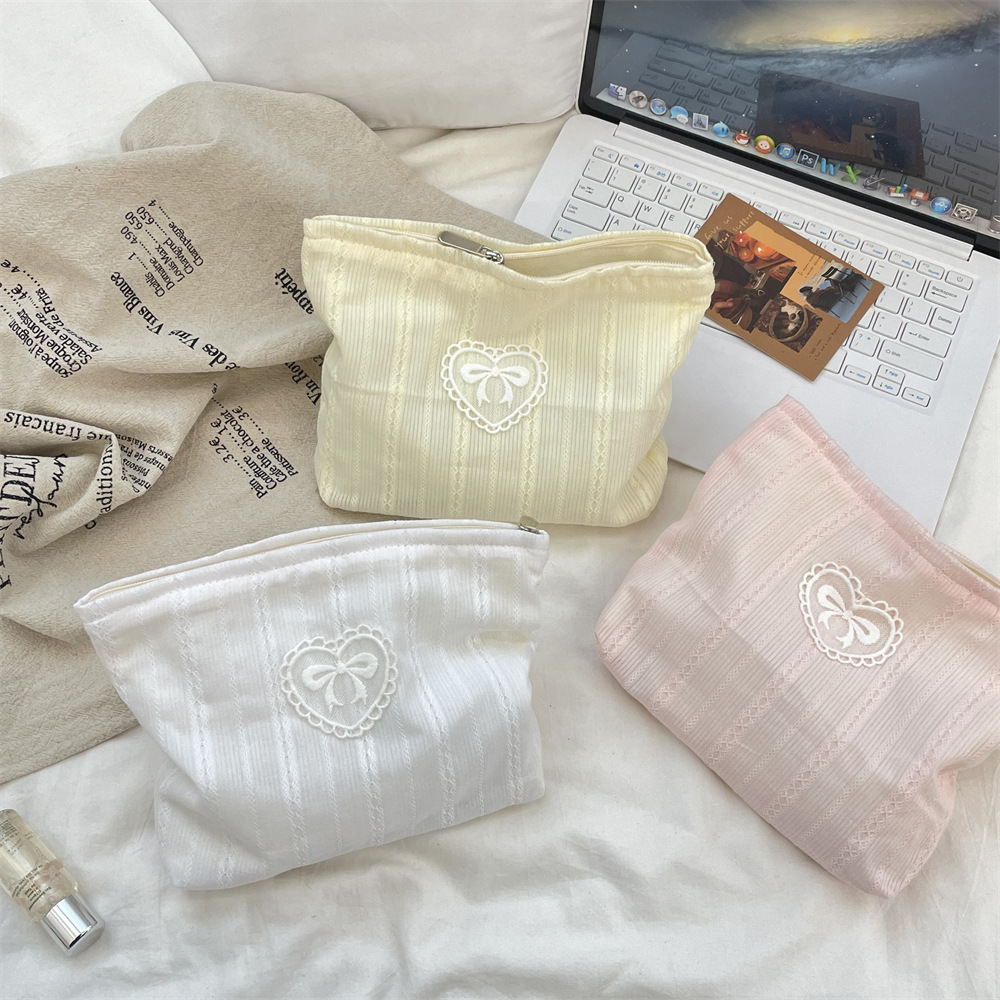 5331 Fresh color bow makeup bag, large-capacity storage bag, skincare product organizing bag, shopping clutch details Picture