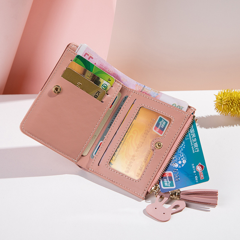 Wholesale 2020 new style wallet, short women's zipper wallet, Korean style tassel, simple and versatile coin purse details Picture