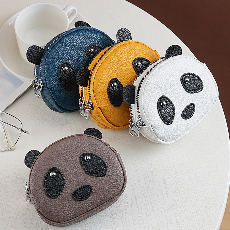 The new pu coin purse from Ailun is a fashionable, compact and creative panda double-zipper storage small bag and coin case full figure