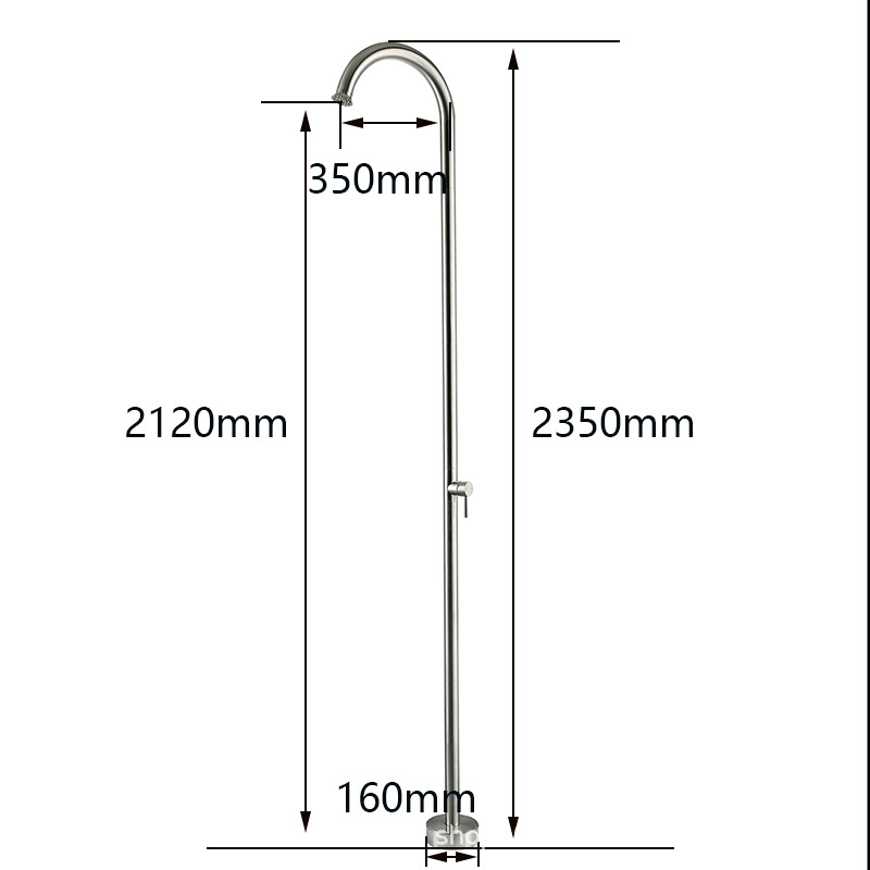 Outdoor stainless steel shower column, swimming pool, villa garden, bath area, beach bathing, shower head set, faucet Specification drawing