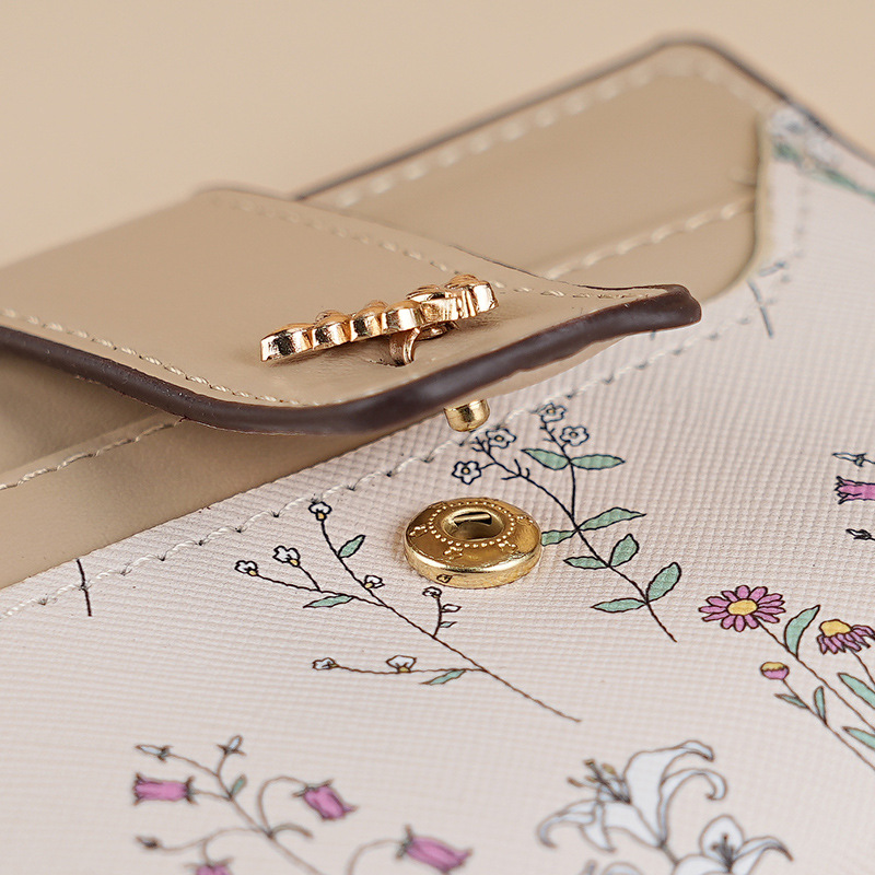 Wholesale of the new multi-slot coin purse from Ailun, a high-end women's spring and summer versatile pu flower and plant girl card case Application Scenario