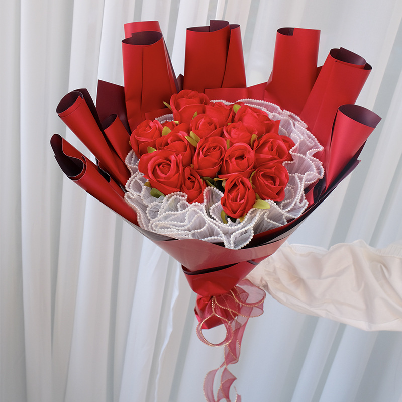 Flower packaging, wave gauze bouquet packaging materials, golden edge pleated gauze mesh wrapping flower paper, floral art mesh, gauze flower shop supplies Specification drawing