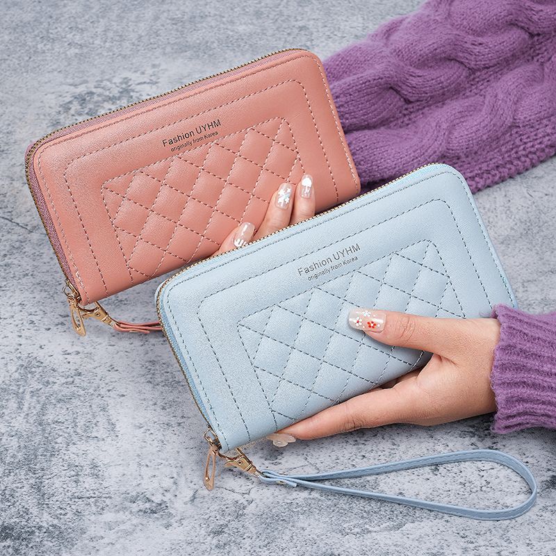 2024 New style women's wallet, long and versatile zipper clutch, embroidered fashion, large capacity soft wallet, mobile phone case Specification drawing