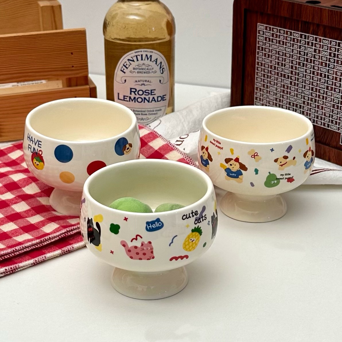 Korean-style cream style, hand-held ice cream, highball cup, cake cup, home restaurant pudding, yogurt dessert, mini bowl Specification drawing