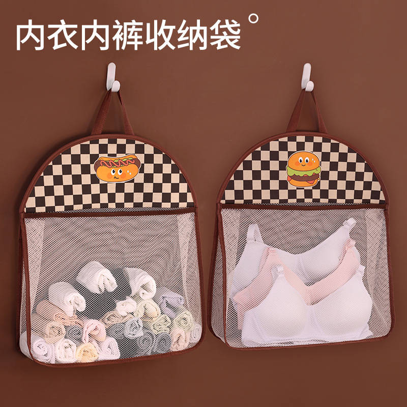 New fabric underwear and underpants hanging bag, cartoon dormitory wall-mounted storage bag, door rear cabinet hanging wall-mounted bag details Picture