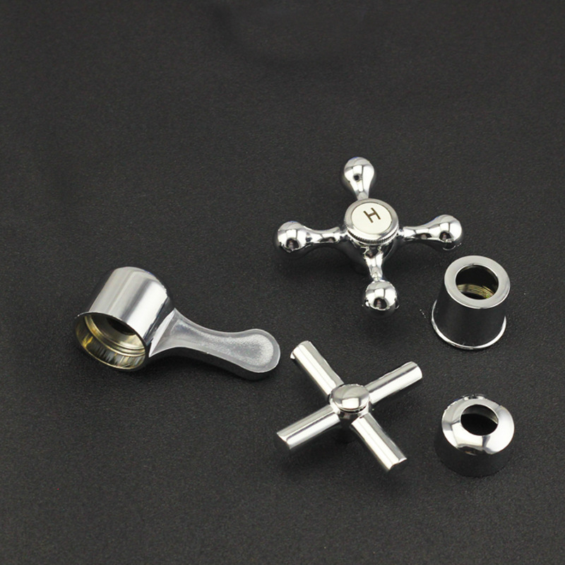 Copper valve core with cross plum blossom handle, quick-opening handwheel, single-cooling valve core handle, double-handle faucet accessories details Picture