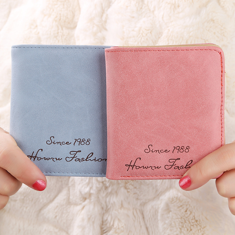 Factory direct sales: Women's folding short printed wallet, fashionable and simple, matte leather PU custom wallet full figure
