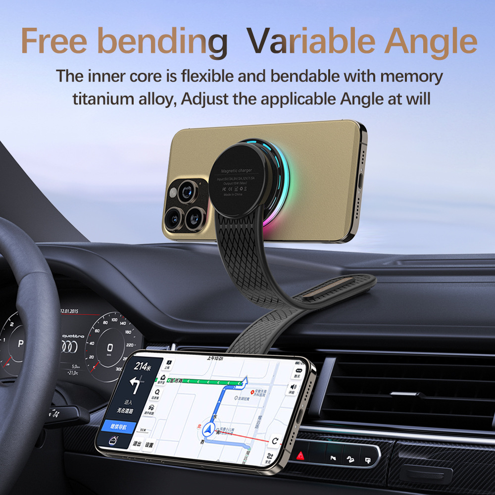 Qi2 New MagSafe magnetic car wireless charger, car home suction cup, folding phone stand details Picture
