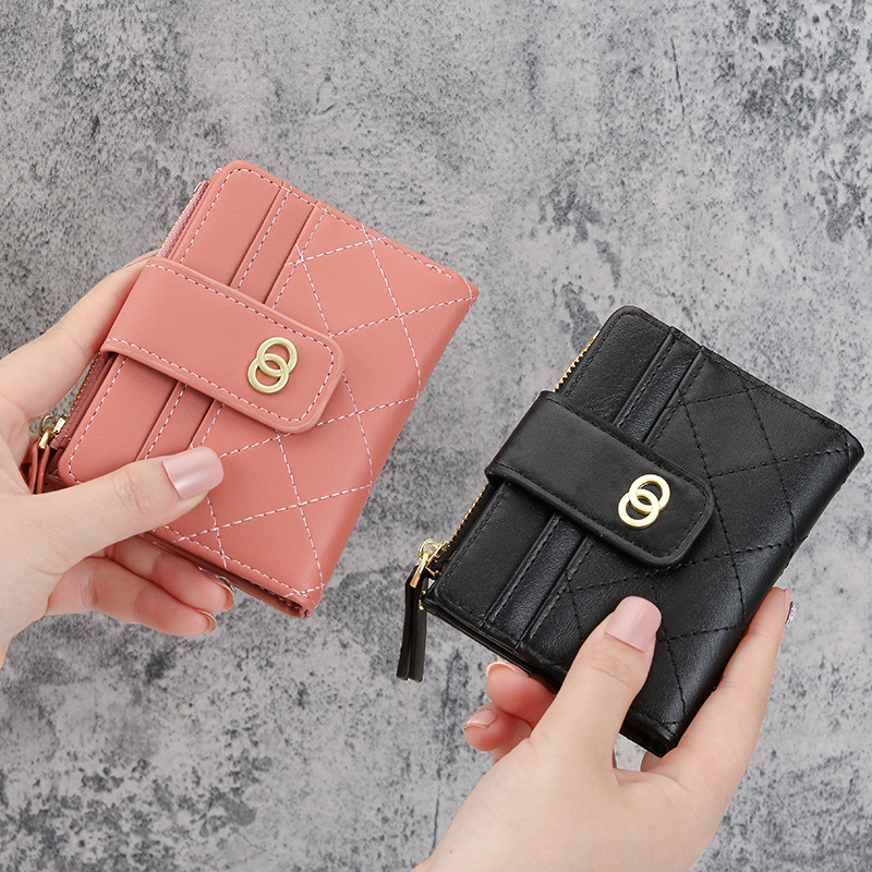 2022 New style vertical buckle women's Korean-style multi-slot short coin purse, card bag, small wallet, zipper Application Scenario