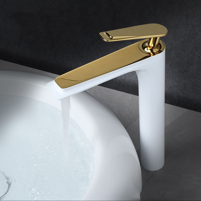 All-copper black and white faucet, bathroom, under-counter basin, washbasin, cold and hot light luxury gun gray faucet Specification drawing