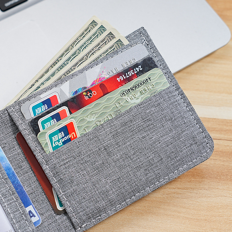 Wholesale of men's short canvas wallets, men's small wallets, men's wallets, men's thin cloth wallets, card cases, factory stock available Specification drawing
