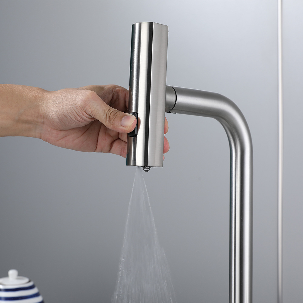 Feiyu Kitchen's pull-out faucet can be rotated in three Settings for water flow. 304 stainless steel sink, sink, and hot and cold faucet details Picture
