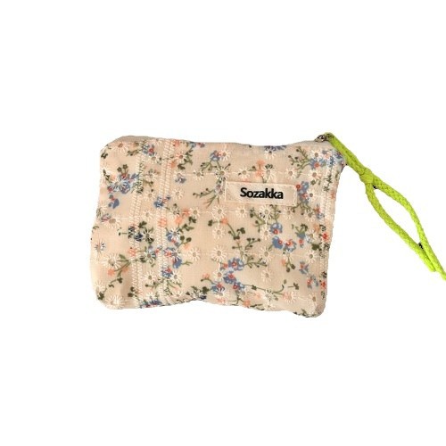 410111 Small makeup bag, fresh and small floral portable touch-up storage bag, clutch bag, zipper lipstick storage Item Picture