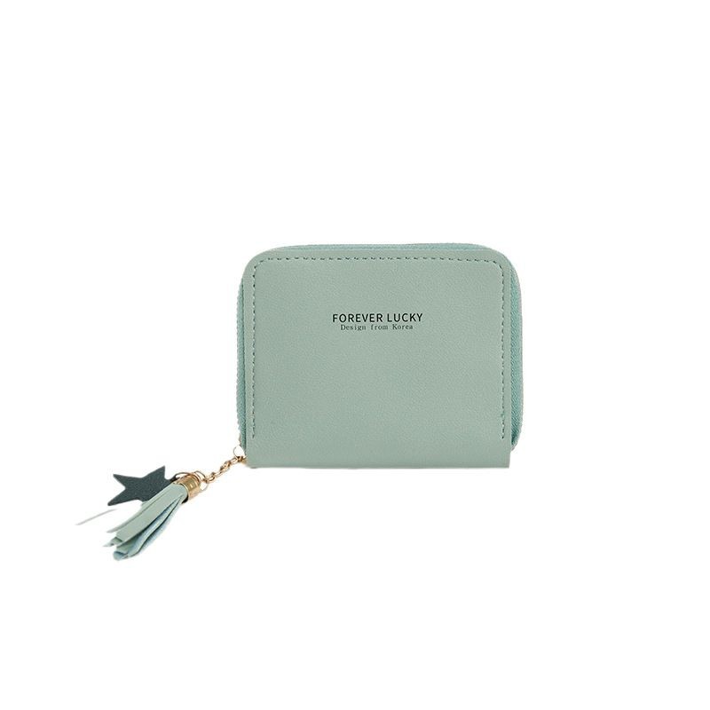 Simple and short ladies' wallet, student ticket clip, multi-functional card case, loose change zipper, ultra-thin smooth wallet Item Picture