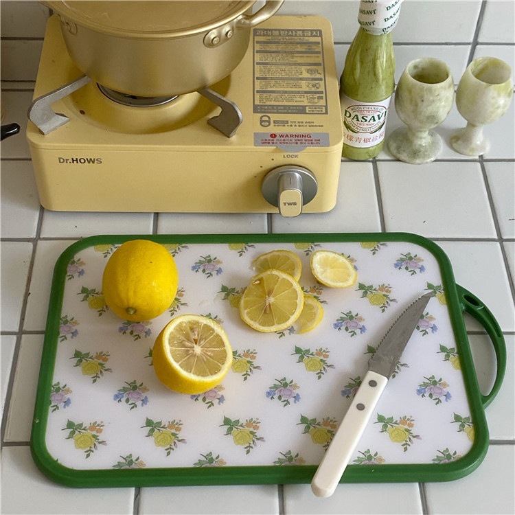 A retro floral cherry cutting board of the same style as a Korean blogger, an Instagram kitchen double-sided cutting board for vegetables and fruits, and a photo prop details Picture