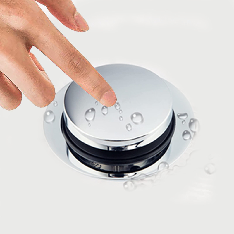 Copper bathtub drain anti-odor plug, universal bathtub press-type bouncing magic tool, bouncing drain plug accessory details Picture