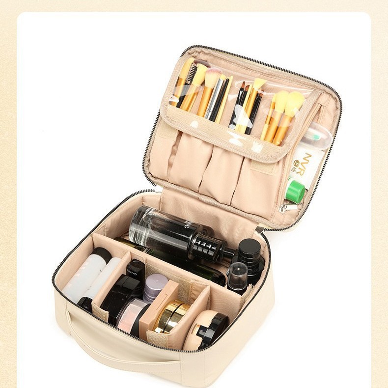 Korean InS-style large-capacity makeup bag, high appearance level makeup box, high-end feel, women's portable storage bag with compartments details Picture