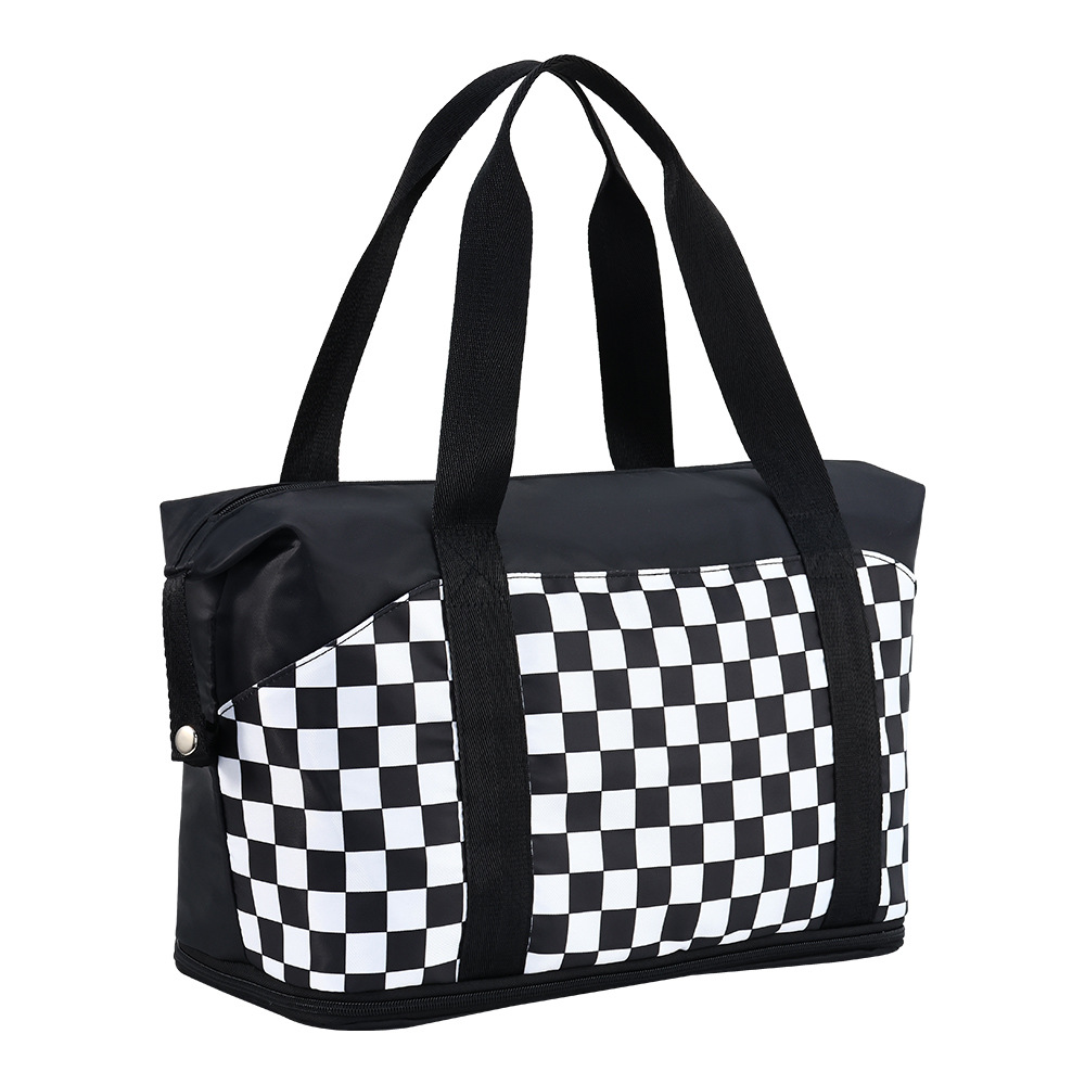 New lightweight waterproof storage bag, checkered travel bag, storage luggage bag, fitness hand-held bag, large capacity for business trips and travel Item Picture