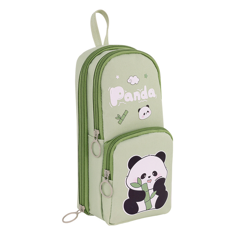 3-layer high appearance level small schoolbag, panda pen case, multi-functional large capacity, dirt-resistant, cute and cute student stationery box Item Picture