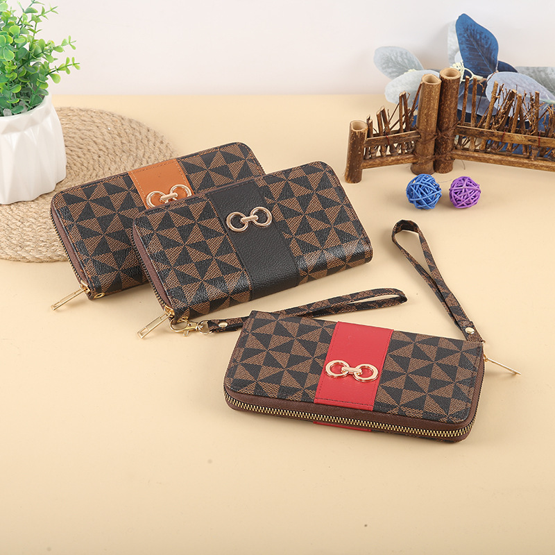 New wallet print splicing lightweight portable large-capacity clutch, multi-functional zipper clutch full figure