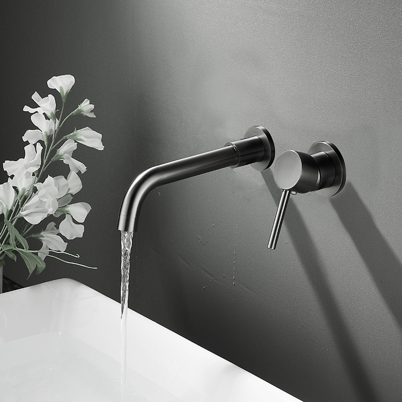 Wall-mounted all-copper black cold rotating hot water faucet concealed installation set household hot melt embedded washbasin manufacturer wholesale Application Scenario